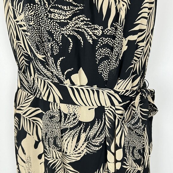 More & More Womens Palm Print Sleeveless Chiffon Dress Black Tan size 16 - Picture 3 of 12